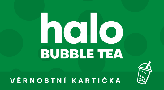 Věrnostní kartička halo BUBBLE TEA — přední strana